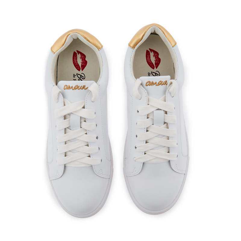 Baskets en cuir Simone petit amour or