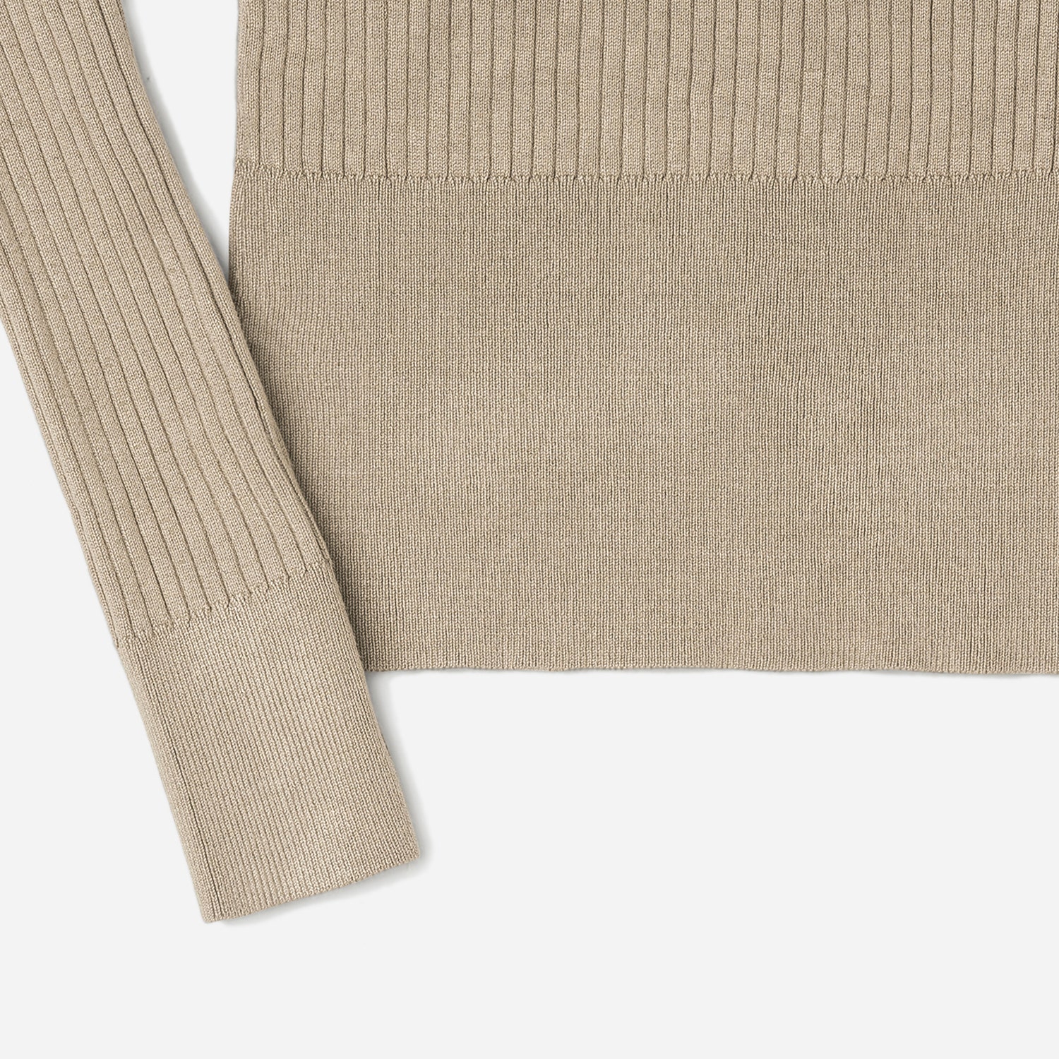 Pull TEXTO beige côtelé à manches longues - taille unique