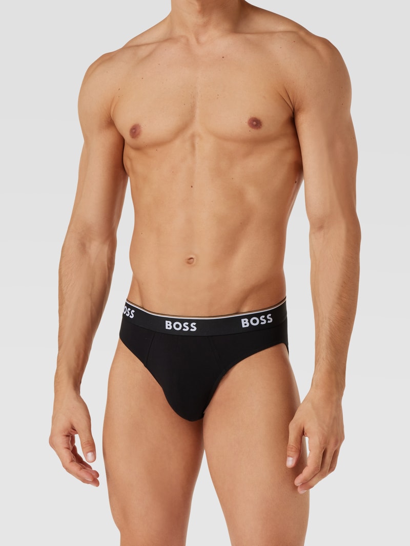 Slip mit Label-Details im 3er-Pack Modell 'Power' in mittelgrau meliert