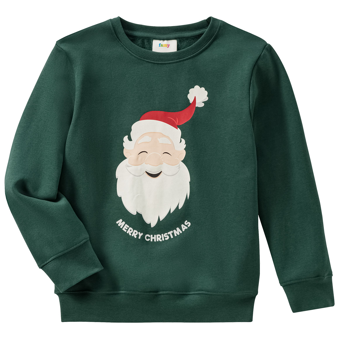 Jungen Weihnachtssweatshirt mit Print dunkelgrün