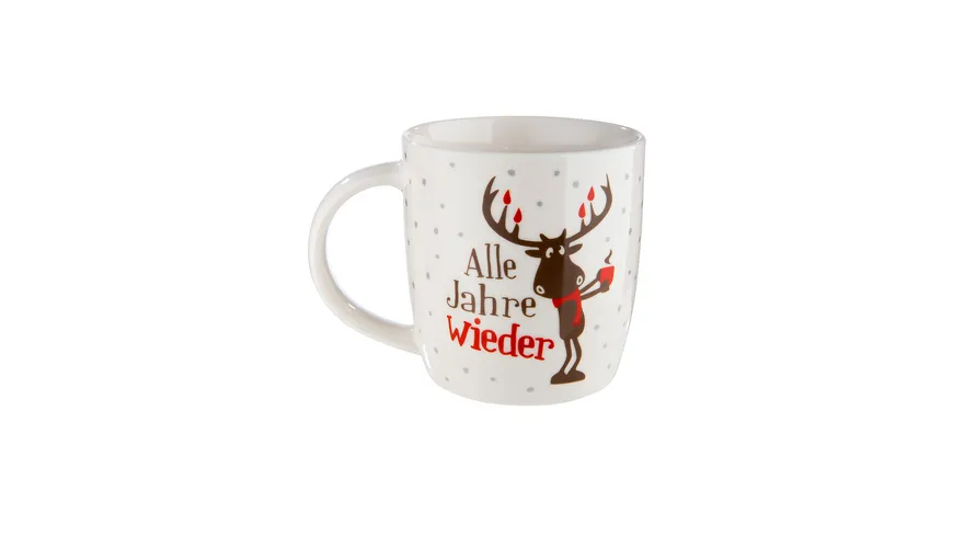 GILDE Porzellan Tasse Hirsch Hannes Kerzen H=9cm weiß