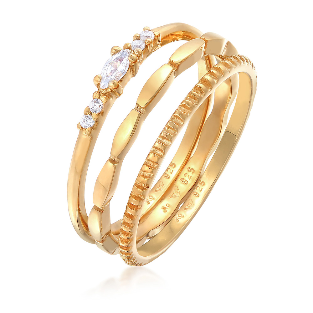 Elli Elli Bague Femmes pile Marquise Basique Set avec cristaux de zirconium en argent  Bague