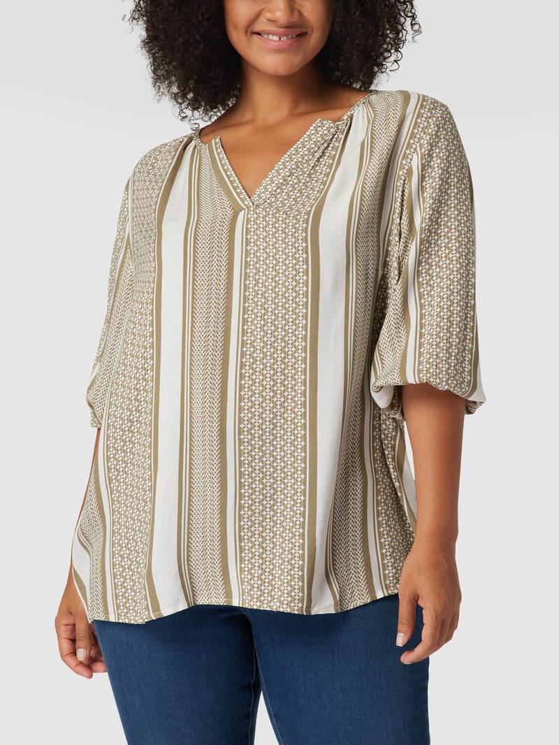 PLUS SIZE Tunika mit Kufiya-Muster in olivgrün