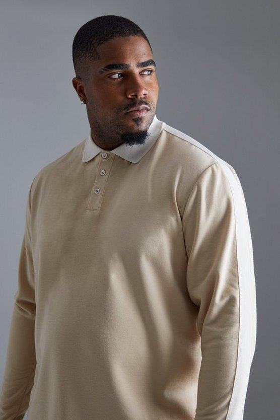 Plus langärmliges Slim-Fit Man Poloshirt