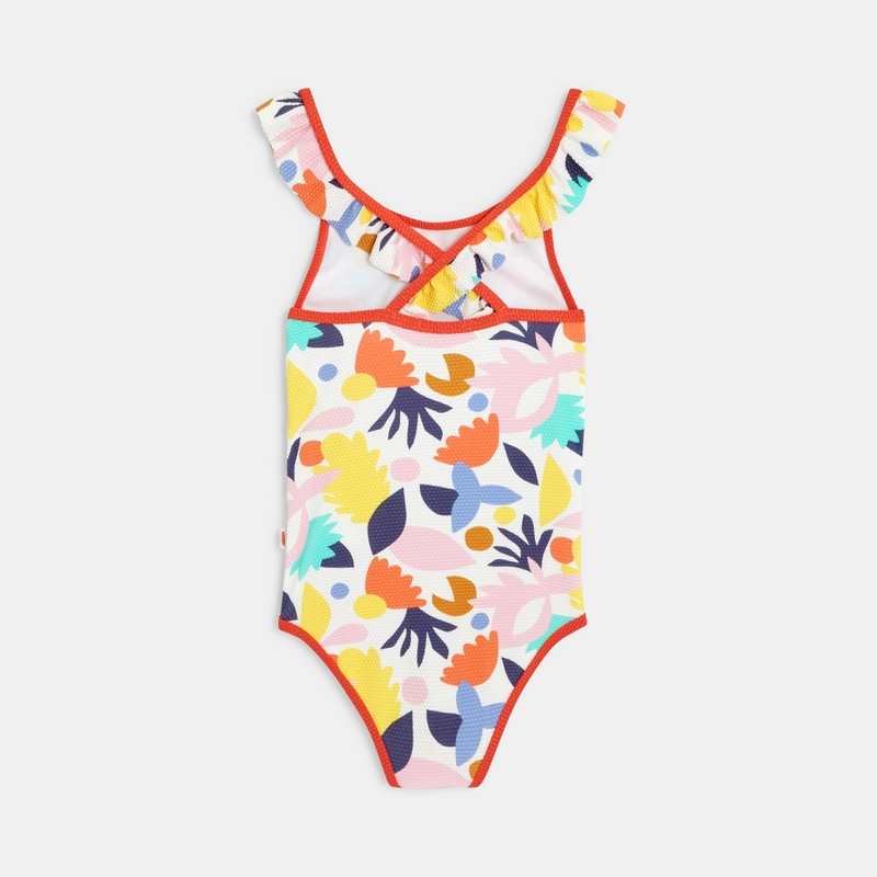 Maillot de bain 1 pièce fille à motifs abstraits blanc Catimini