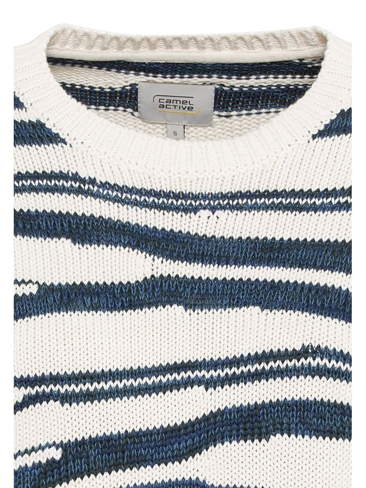 Camel Active Pullover in Weiß/ Dunkelblau günstig kaufen