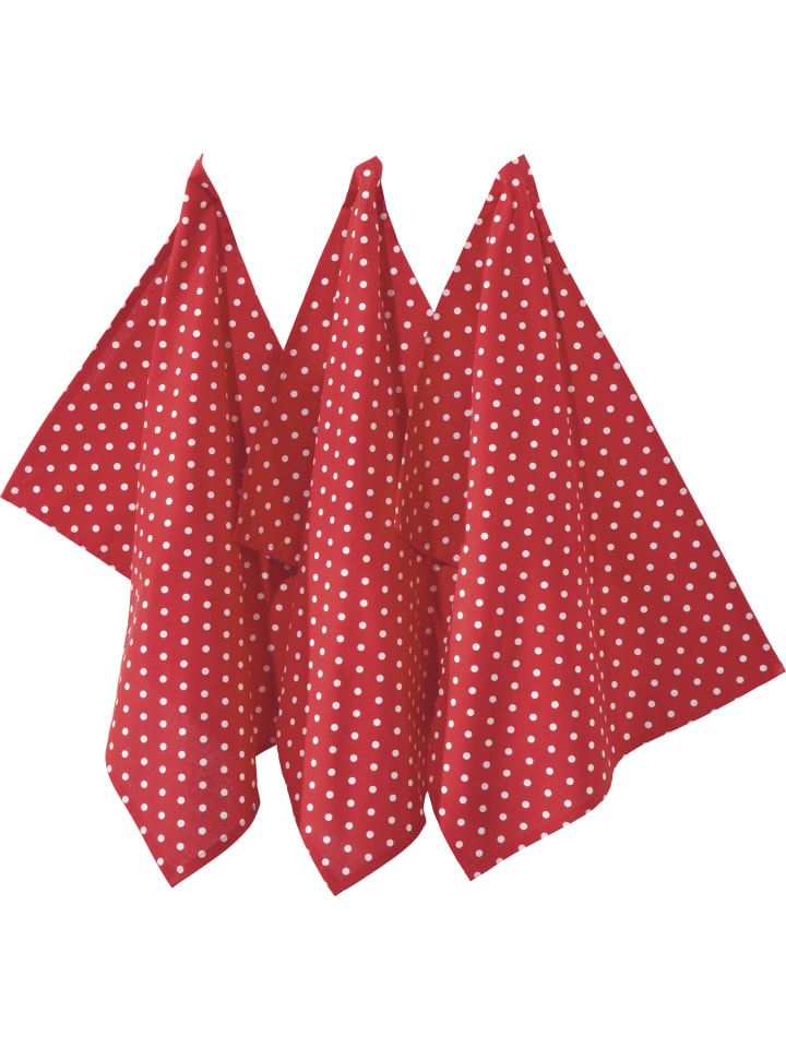 REDBEST Baumwolle Geschirrtuch 3er-Pack Orlando in rot günstig kaufen 50 x 70 cm