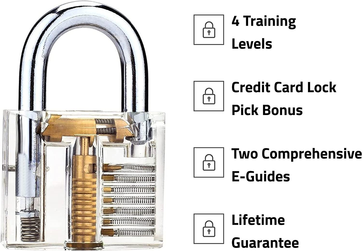Lock Cowboy Vorhängeschloss 30-tlg Lockpicking-Set mit Transp. Übungsschlössern + Dietrich-Set, Edelstahl