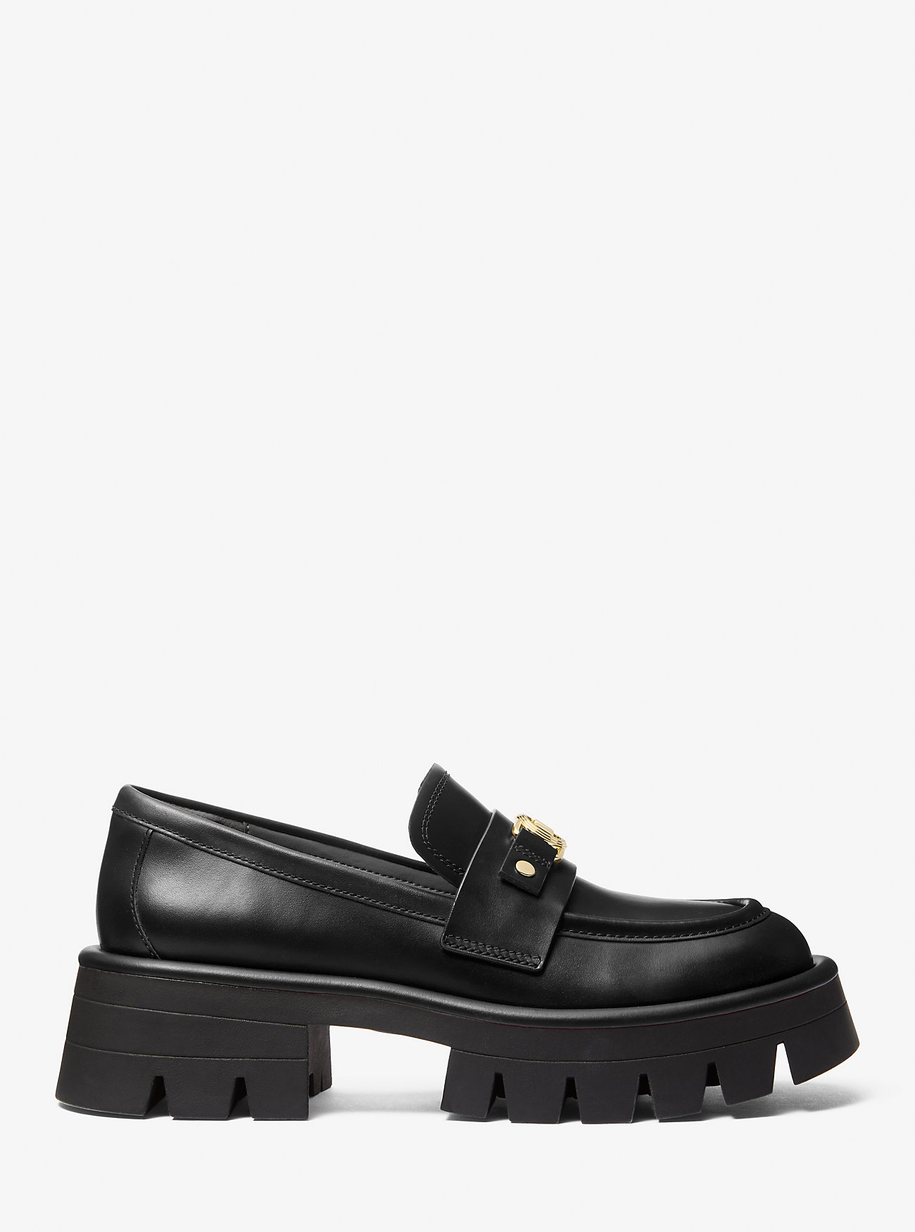 Mandy Leather Platform Loafer - BLACK