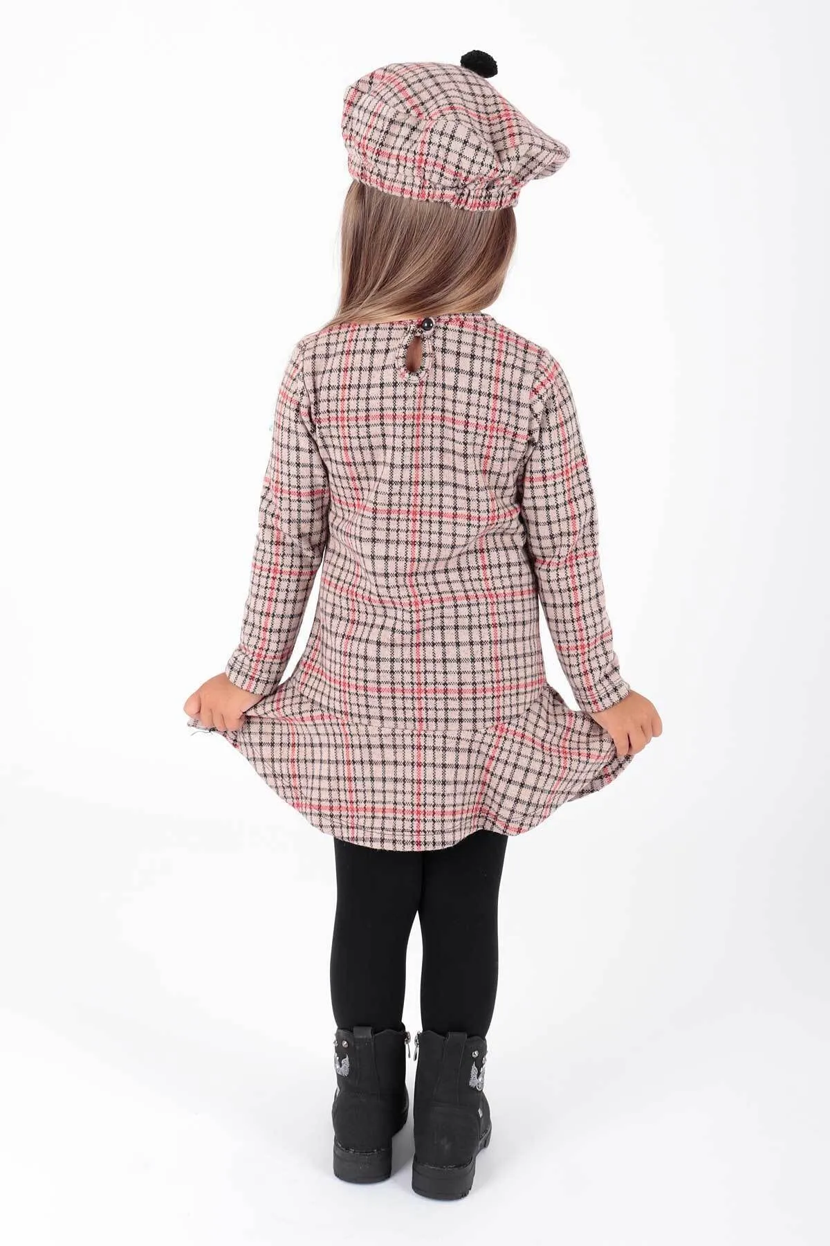AHENGİM  Trendkleid mit Hut und Volant für Mädchen Ak2200