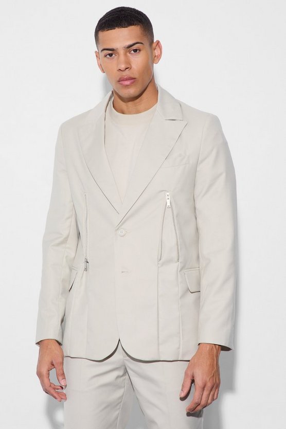 Skinny Anzugjacke mit Reißverschluss