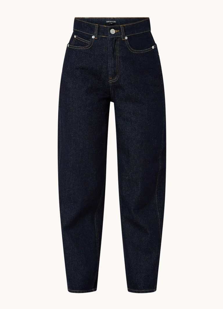 Calça jeans cropped de cintura alta e modelagem afunilada Whistles Barrel com lavagem escura.