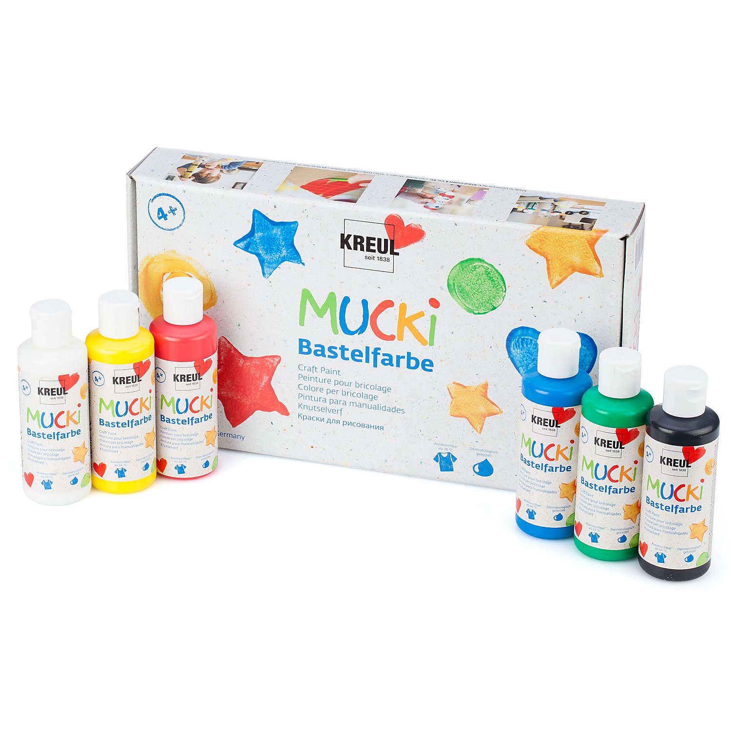 Kreul Mucki Bastelfarben, 6x 80 ml