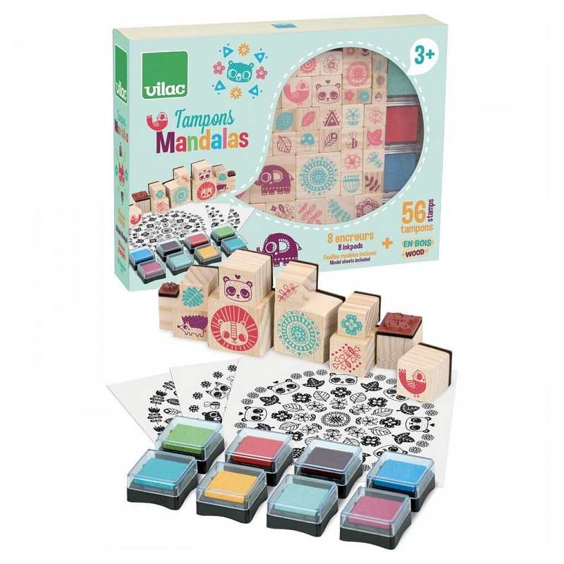 Coffret 56 tampons mandalas avec encreurs, Vilac