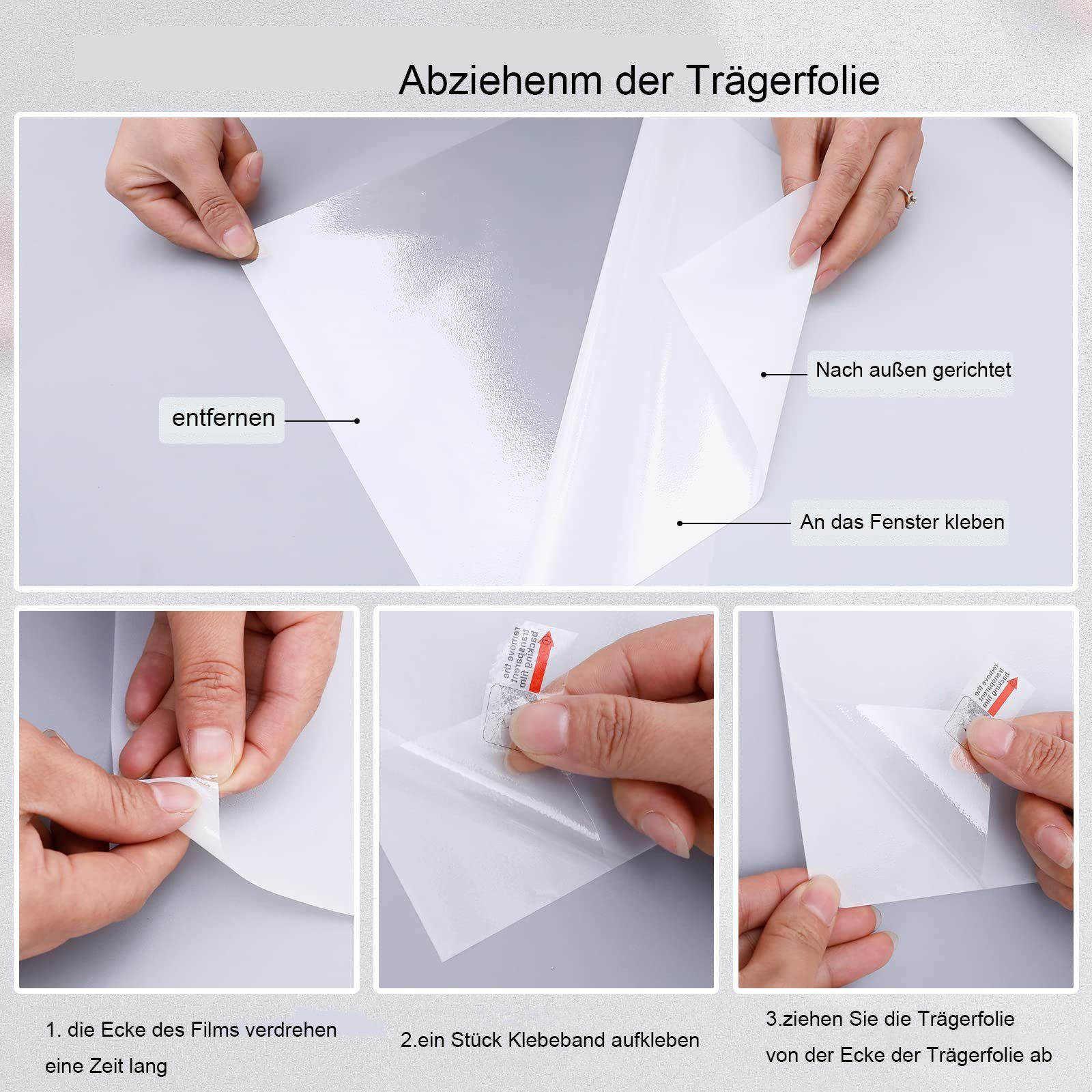 Fensterfolie Statische Fensterfolie selbsthaftend Blickdicht [45x100 cm], ZmdecQna