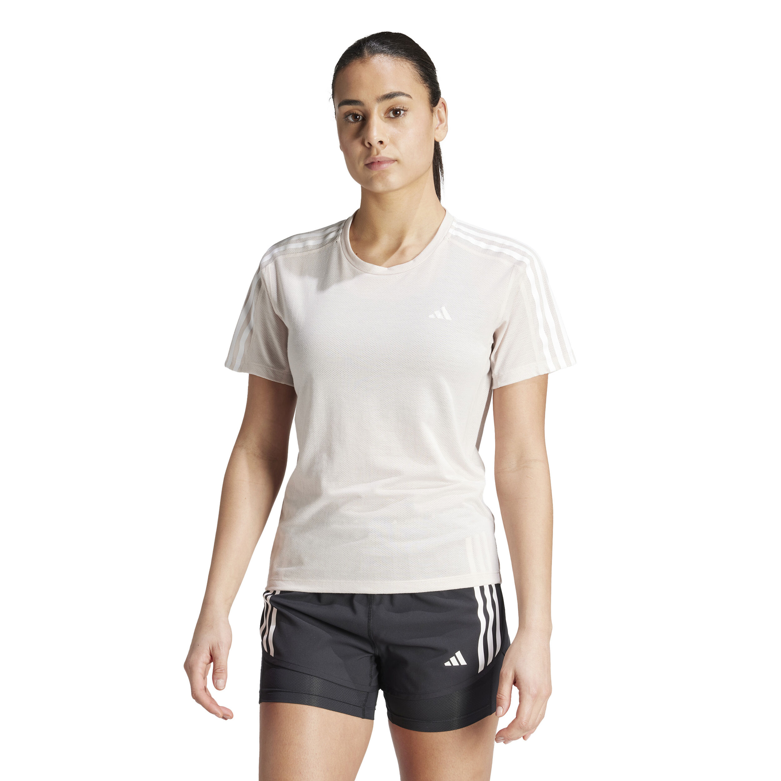 Own The Run E 3S Tee Laufshirt Damen - Creme