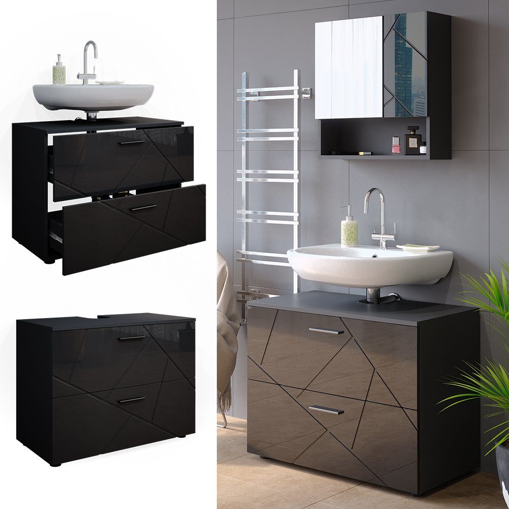 Vicco Unterschrank Waschtischunterschrank 80 cm IRMA Anthrazit Hochglanz