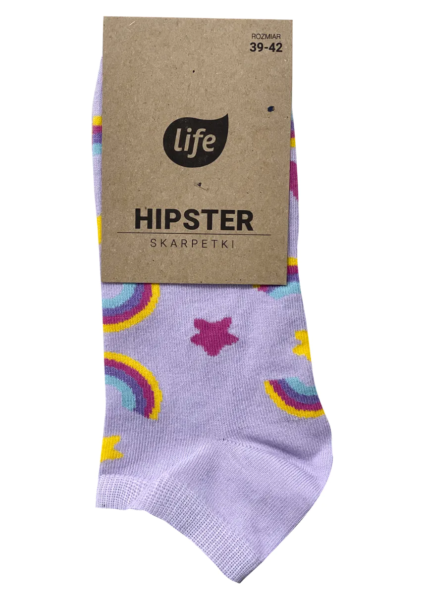 Life Bomulds Hipster Ankelsokker Regnbue Lavendel Størrelse 39-42