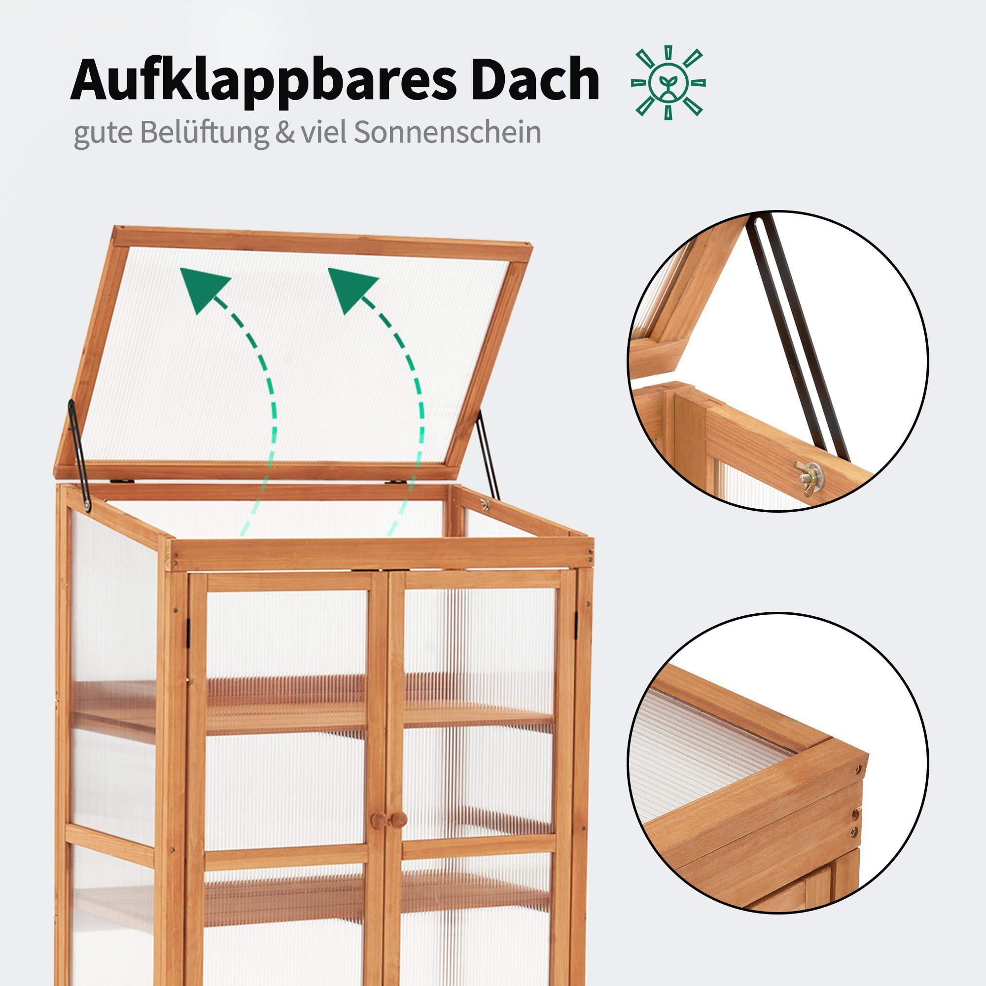 MCombo Anlehngewächshaus M MCombo Gewächshaus Frühbeet Treibhaus Greenhouse 0760, Jede Platte ist 15 kg belastbar. Wetterfest; Anti-Kipp-Stücke;