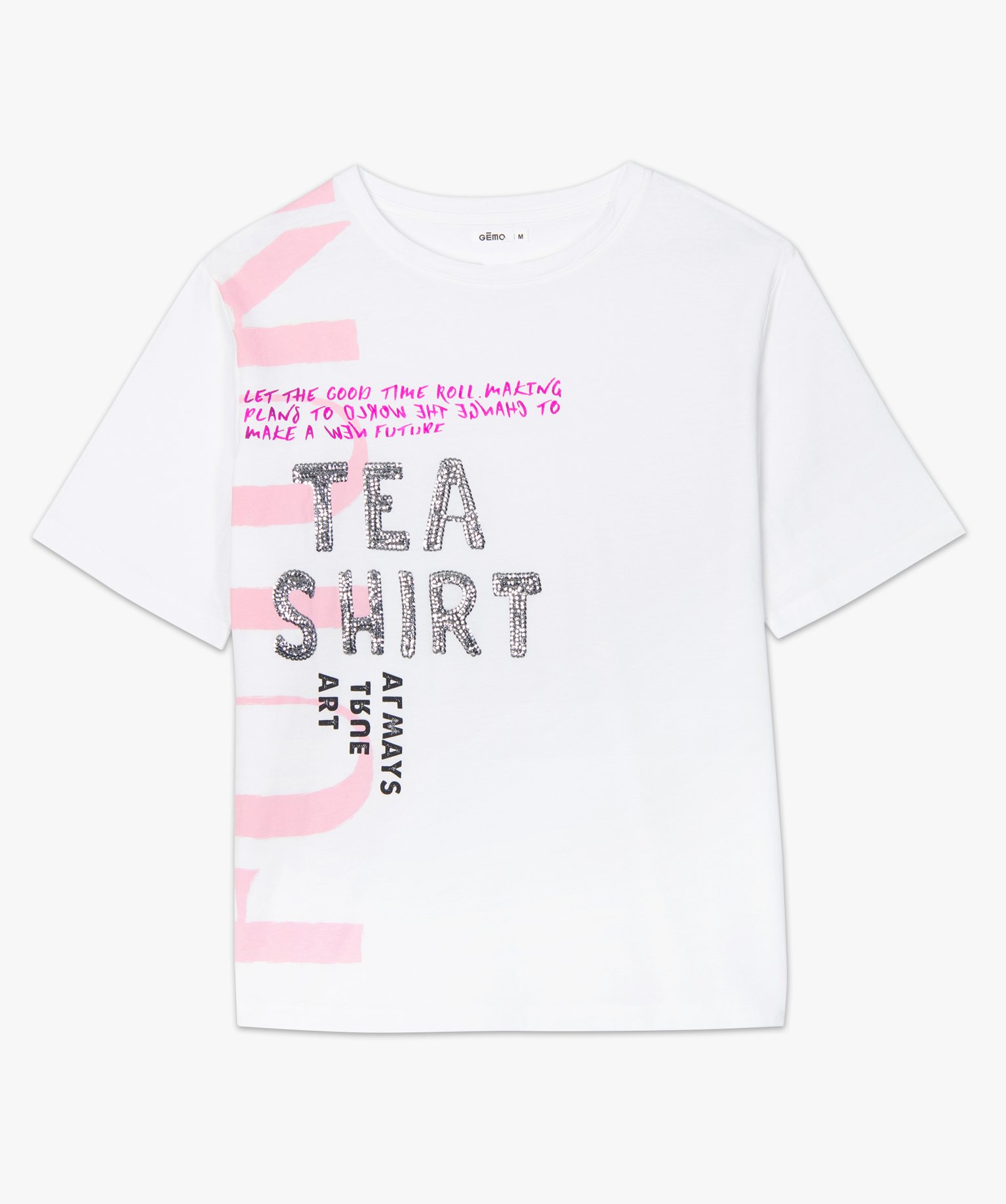 Tee-shirt femme ample à motif brillant blanc | GEMO