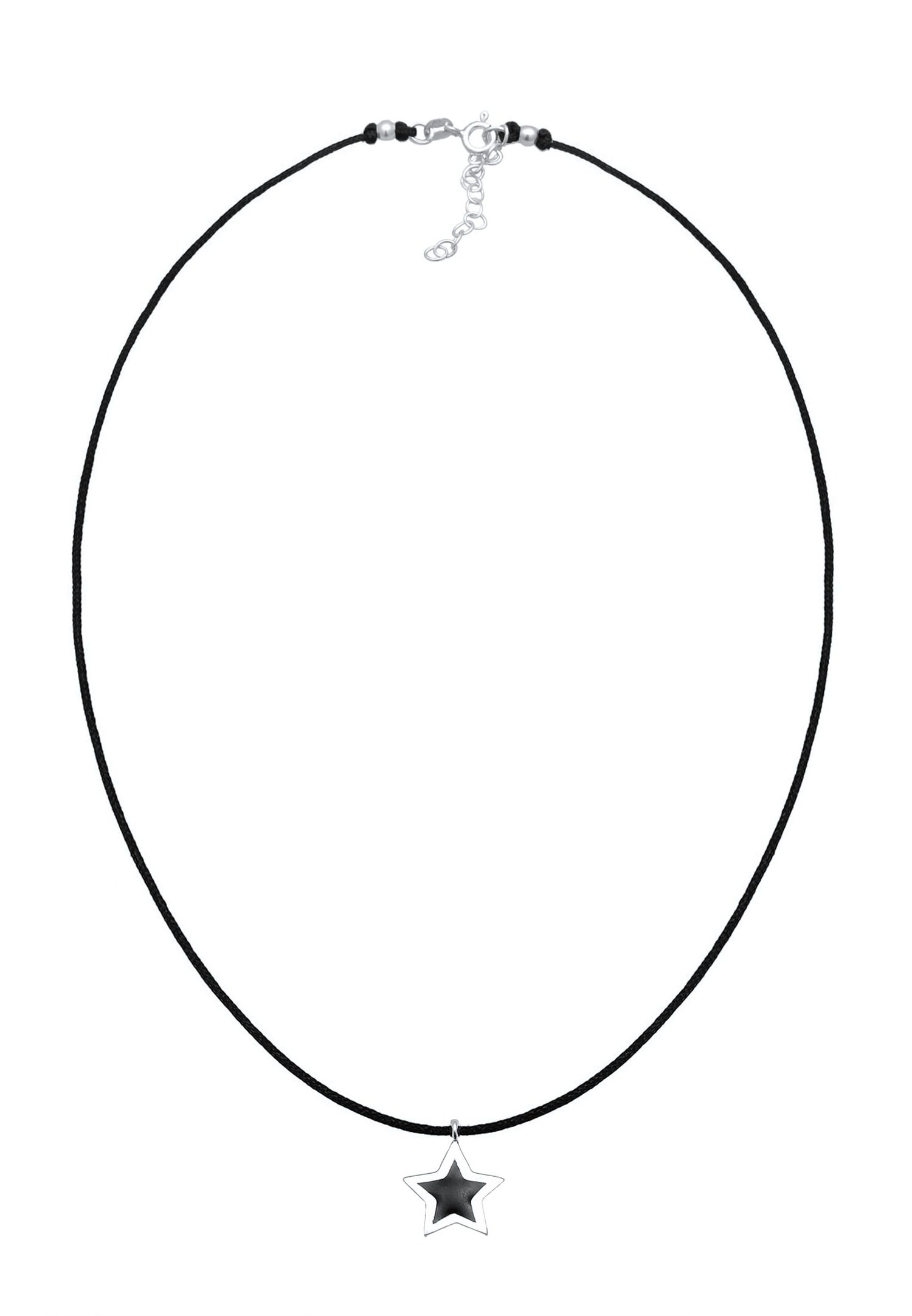 Collana girocollo da donna Elli con ciondolo a stella Astro, smalto e tessuto in argento sterling 925.