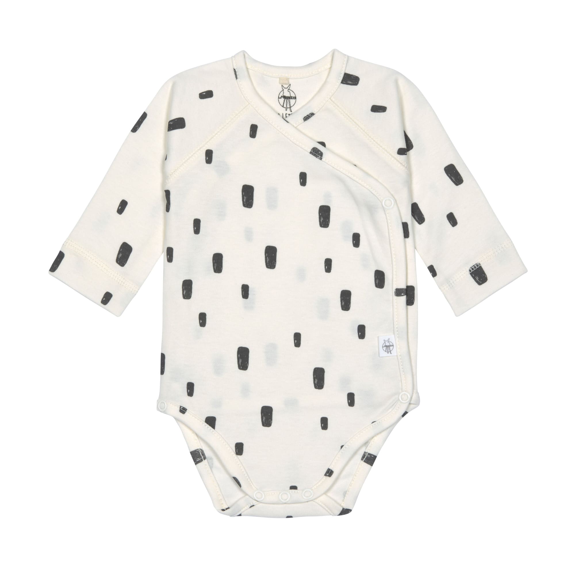 Baby Wickelbody langarm - Bio Baumwolle, Rechtecke, Weiß
