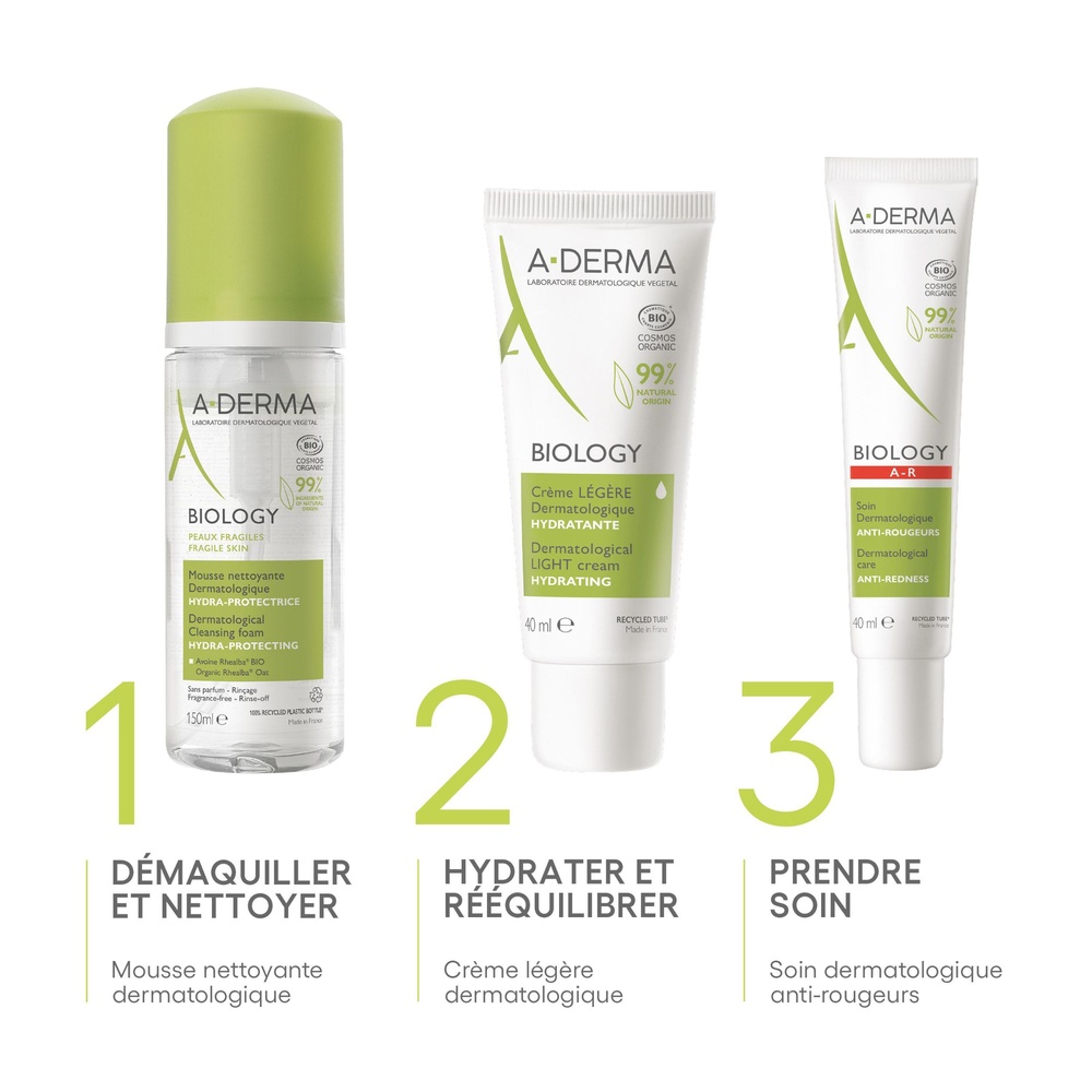 A-Derma Mousse nettoyante dermatologique hydra-p rotectrice BIOLOGY 150 ml Mousse nettoyante