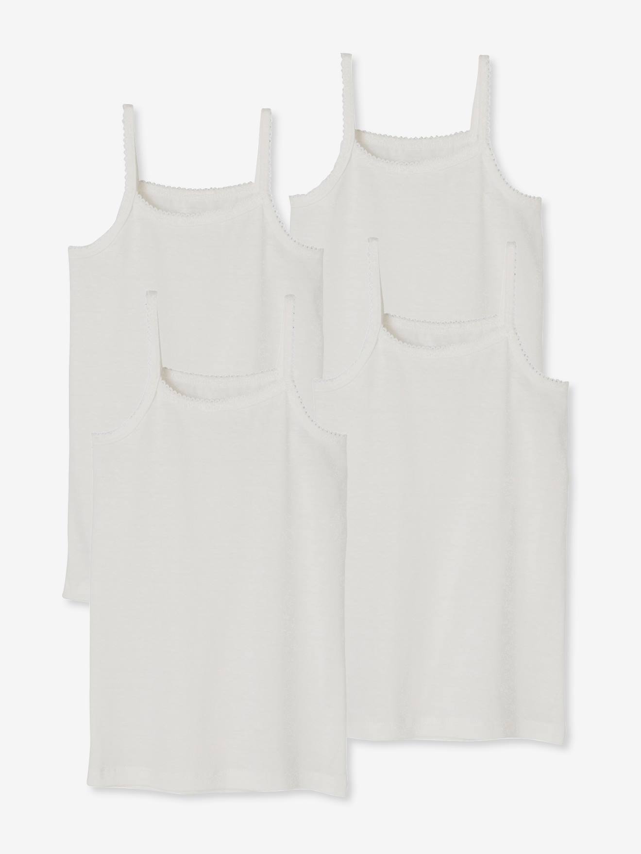 Lot de 4 débardeurs fille BASICS blanc