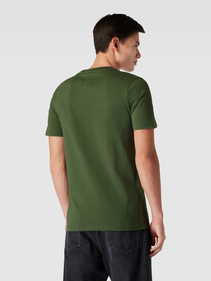 T-Shirt mit Label-Print und Rundhalsausschnitt in apfelgrün
