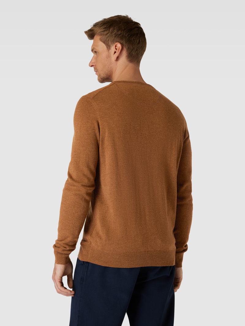 Strickpullover mit Rundhalsausschnitt in haselnuss braun meliert