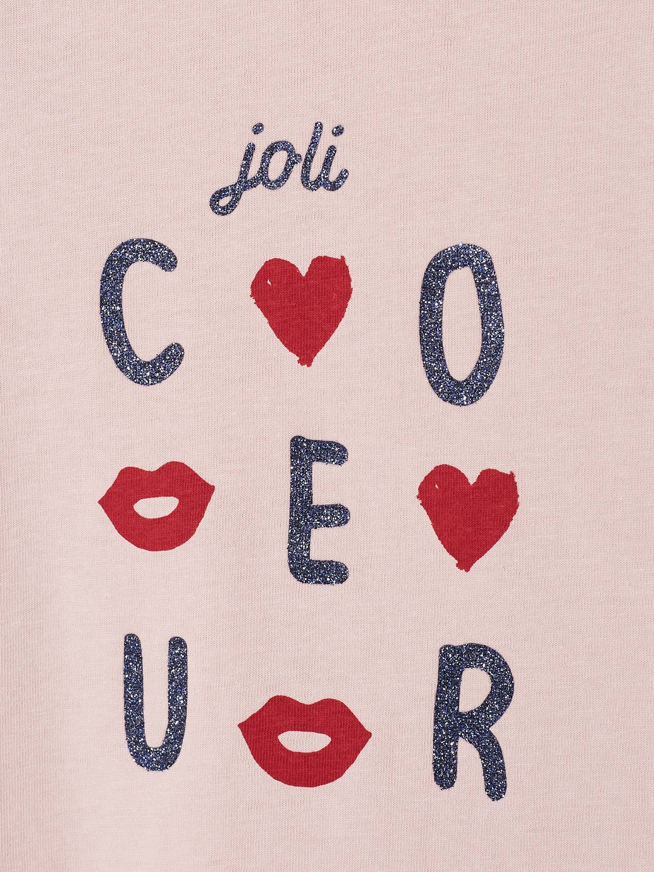 T-shirt Basics message irisé fille manches longues bleu marine