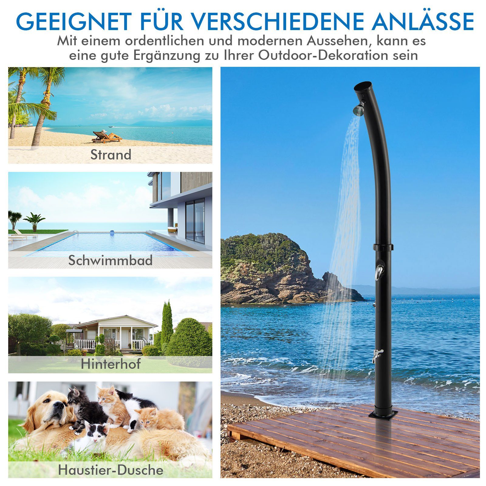 COSTWAY Solardusche Gartendusche, mit 360° Drehbarem Duschkopf