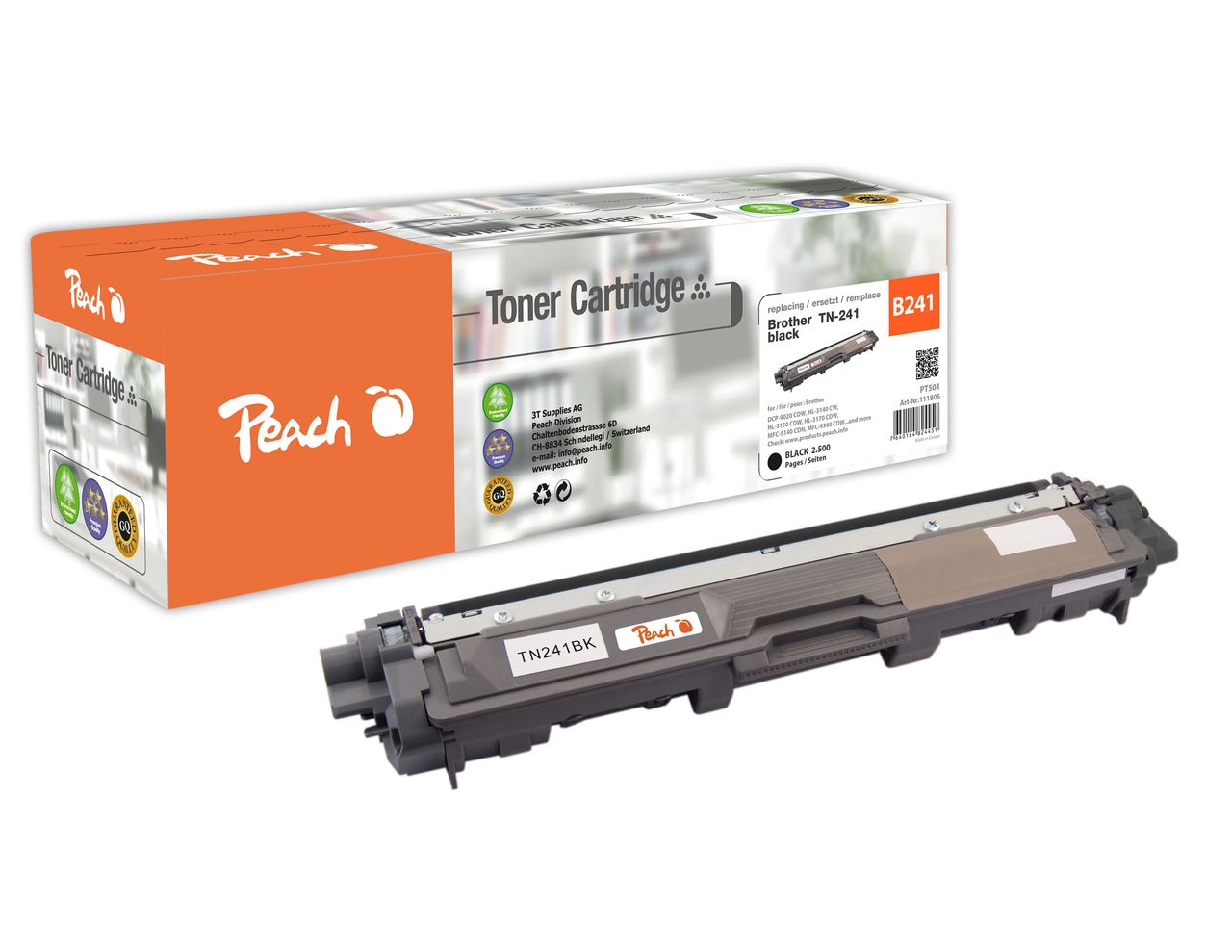 Peach Tonermodul schwarz ersetzt Brother TN-241BK