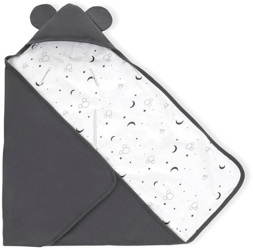 Babydecke Baby Einschlagdecke, Snuggle N Dream Mickey Mouse Anthracite, Hauck, mit Kapuze