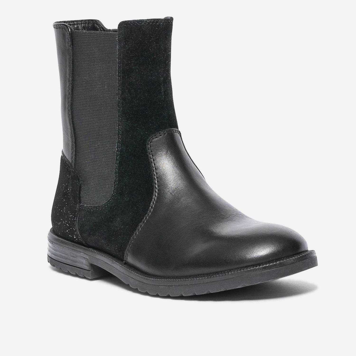 Boots noir en cuir et cuir velours