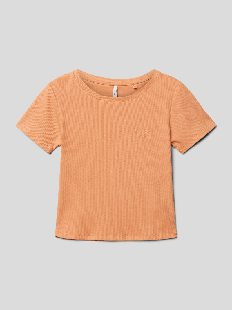 T-Shirt in Feinripp-Optik Modell 'GISBELLA' in apricot