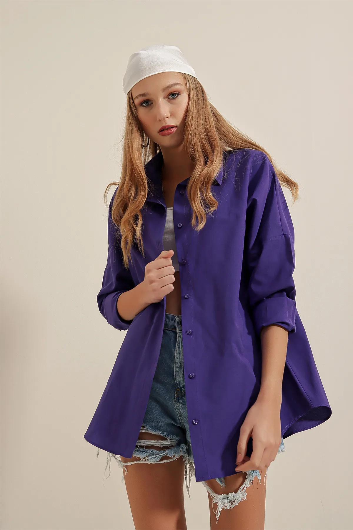 Bigdart  3900 Oversize-Lang-Basic-Hemd – Lila