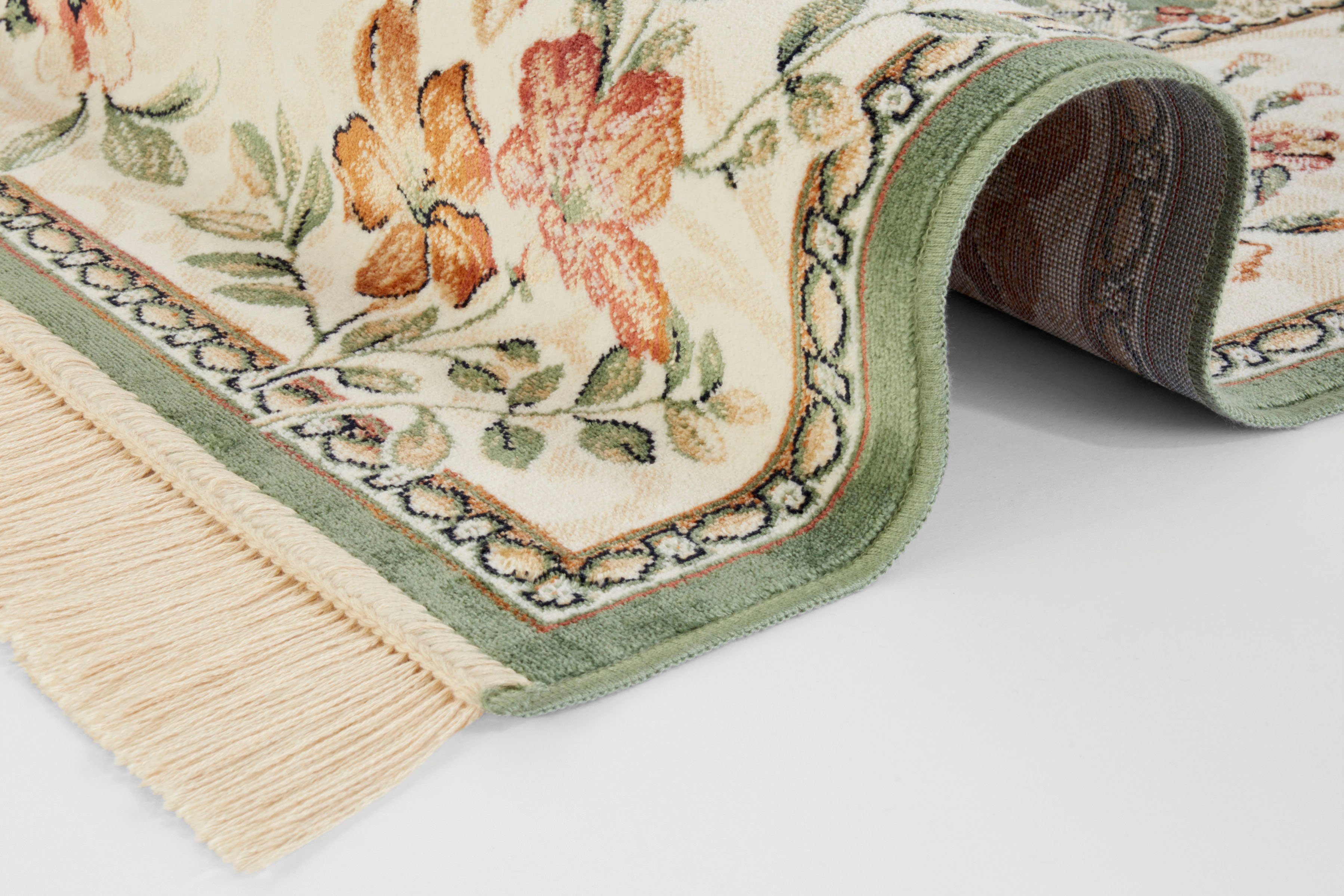 Teppich Orient Flowers, NOURISTAN, rechteckig, Höhe: 5 mm, Orientalisch mit Fransen, Orient, Wohnzimmer, Schlafzimmer, Esszimmer