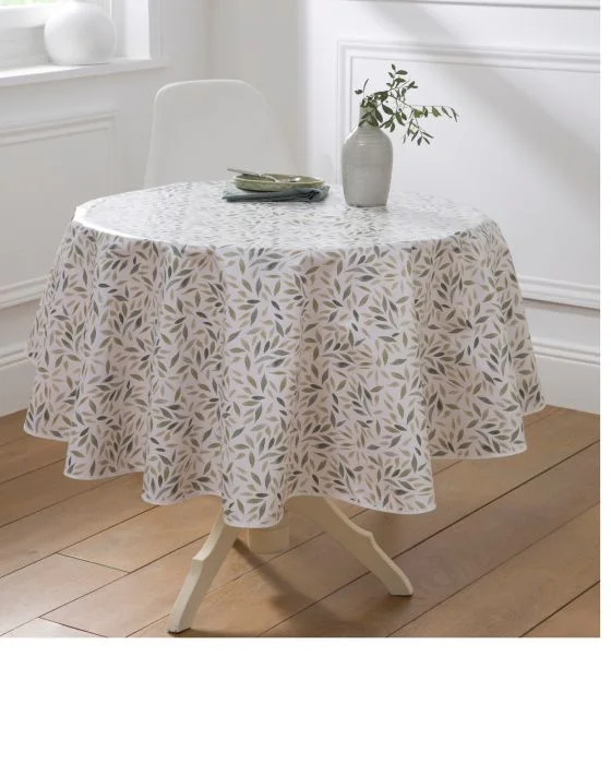 Nappe en toile cirée imprimé feuilles vertes, 4 dimensions