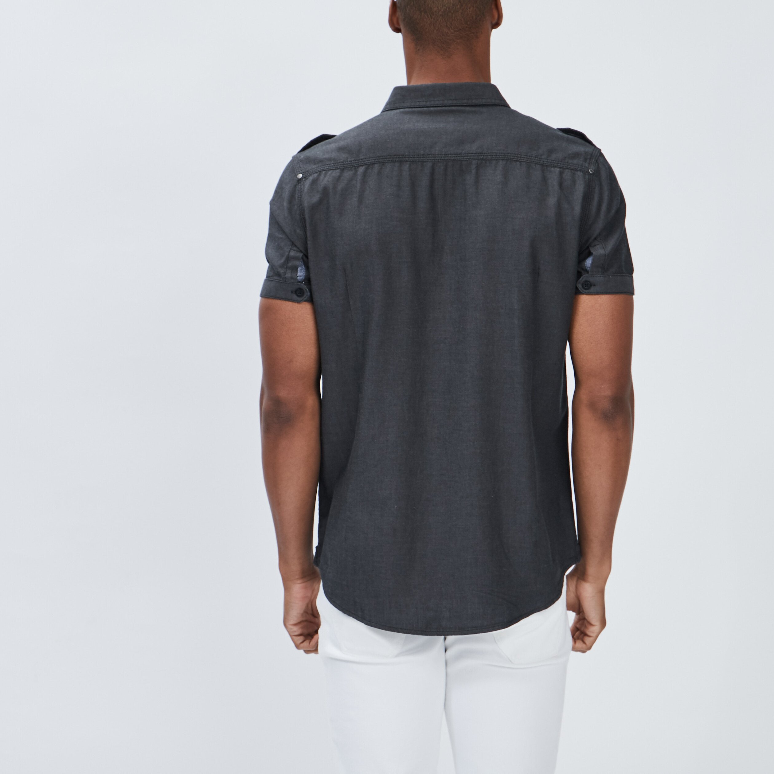 Chemise manches courtes Creeks noir homme | La Halle