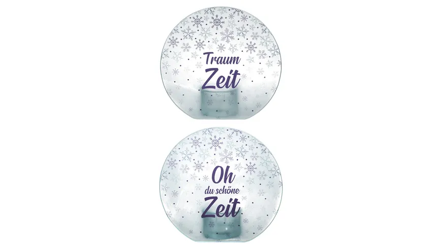 GILDE Glas Teelichthalter Weisheit Schöne Zeit ⌀15cm lila