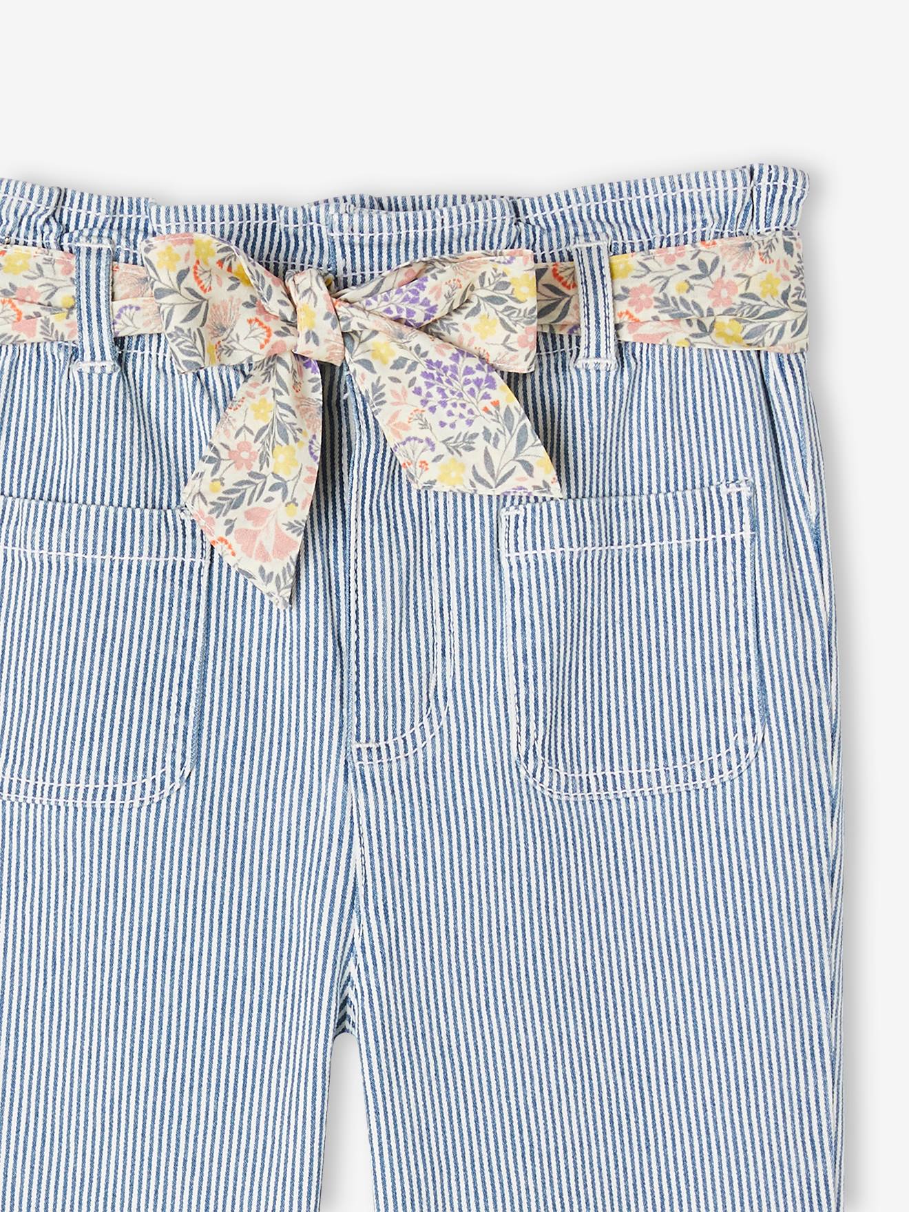 Vertbaudet Mädchen Paperbag-Hose - blau gestreift