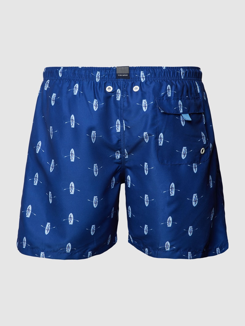 PLUS SIZE Badehose mit Allover-Muster in marineblau