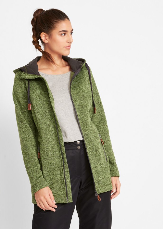 Strick-Fleecejacke mit Kapuze