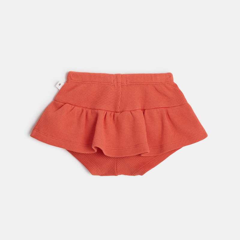 Jupe-short bébé fille en coton nid d'abeille orange Absorba