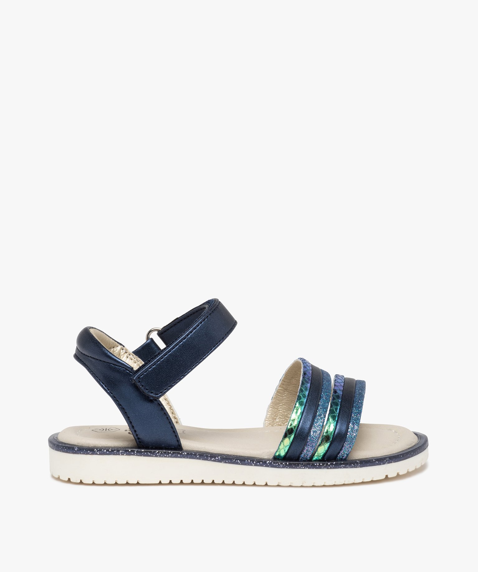Sandales fille à brides brillantes et pailletées bleu | GEMO