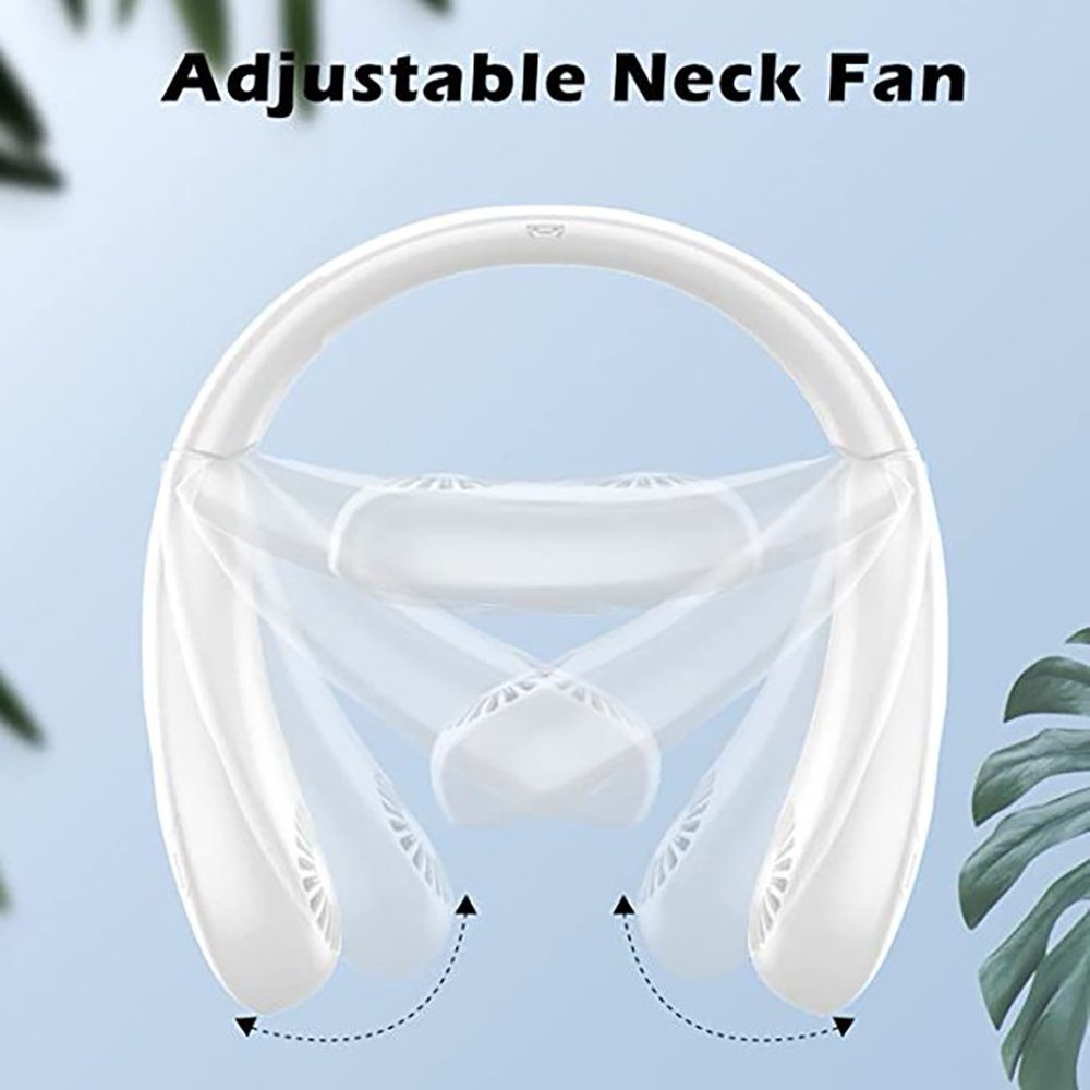 IBETTER Mini USB-Ventilator Halsventilator, Mini Ventilator, 5000mAh Foldable Bladeless Fan, 360° Cooling, Rechargeable with 3 Speeds