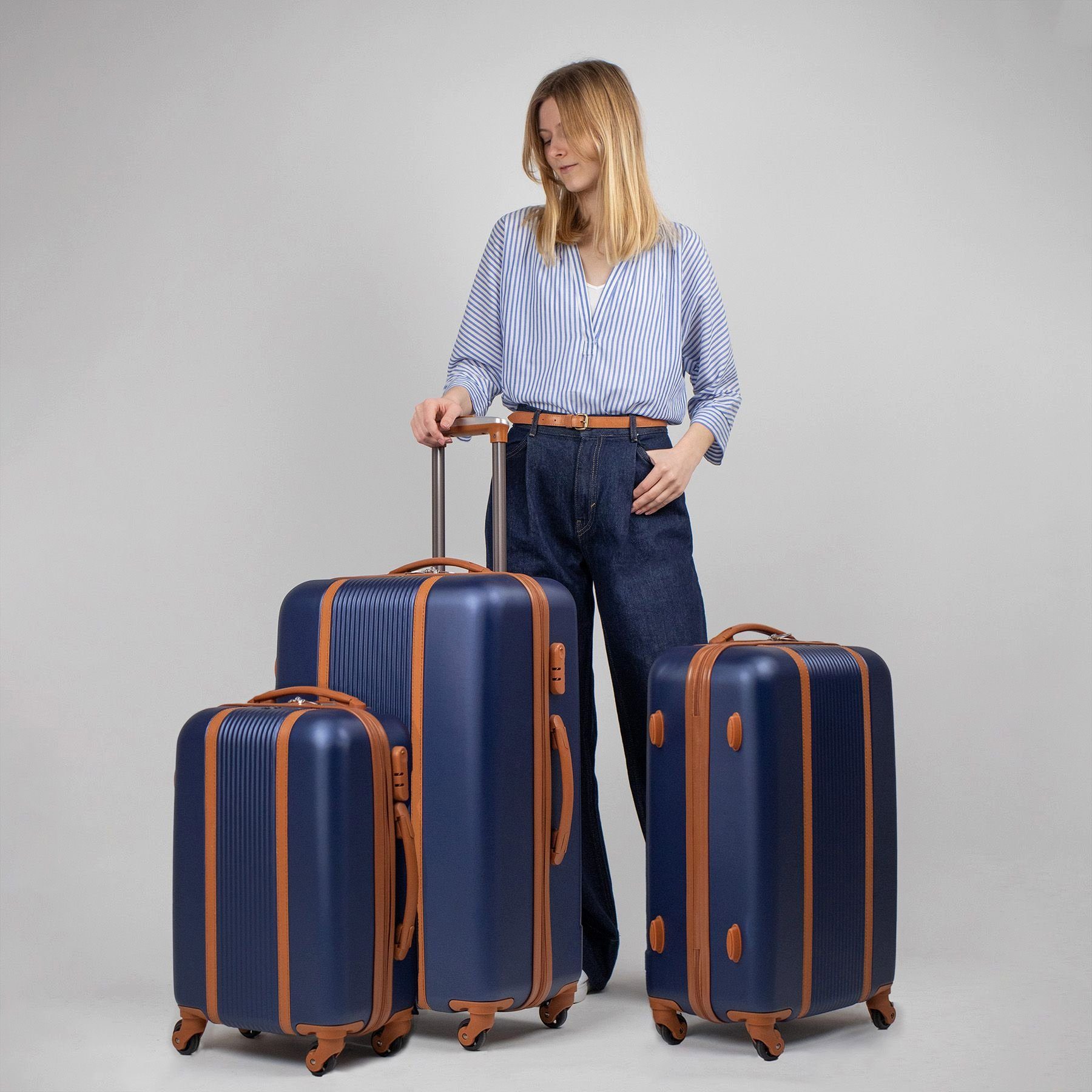 FERGÉ Kofferset 3 teilig Hartschale Milano, Trolley 3er Koffer Set, Reisekoffer 4 Rollen, Premium Rollkoffer