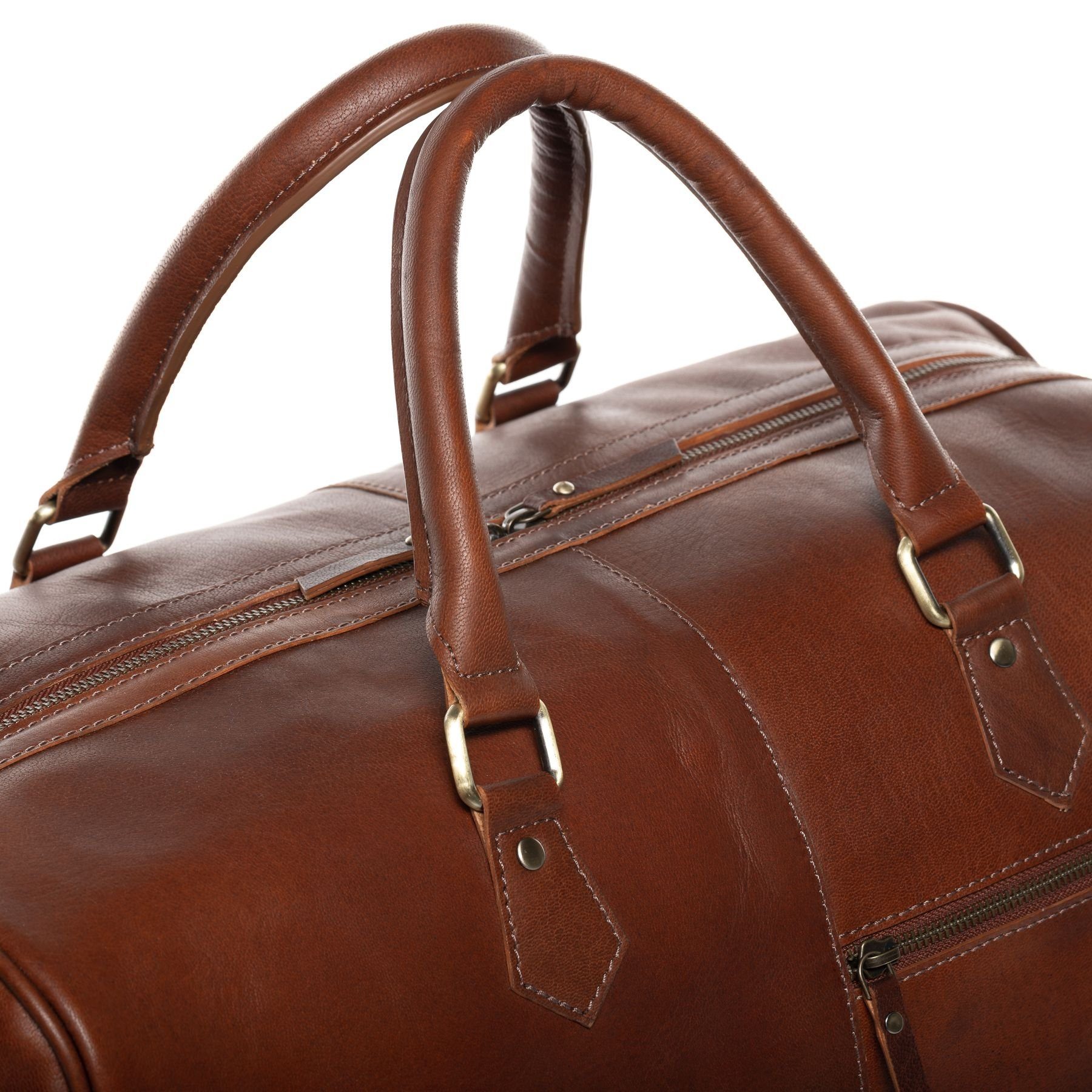 SID & VAIN Reisetasche Leder Weekender Unisex SEATTLE, Echtleder Reisegepäck für Damen & Herren, Sporttasche XL Hellbraun