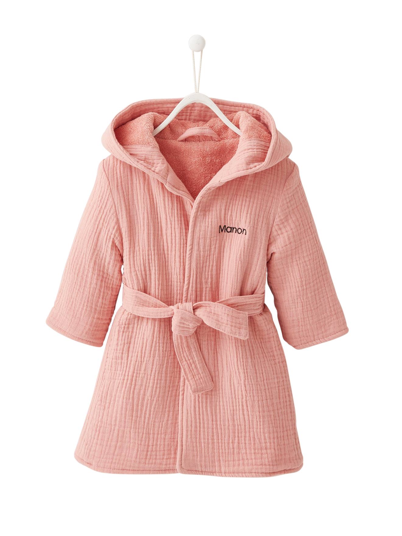 Peignoir bébé animal en gaze de coton bio* personnalisable ocre